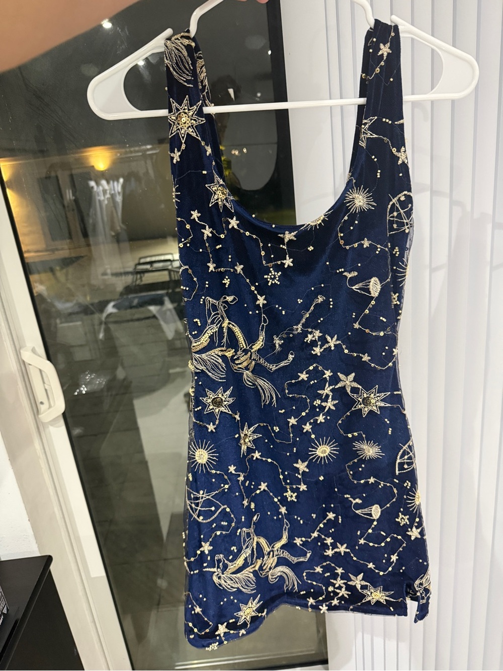 Navy Celestial Embroidered Tank Dress